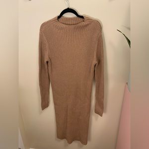 NWT Camel-Colored Ribbed Sweater Dress